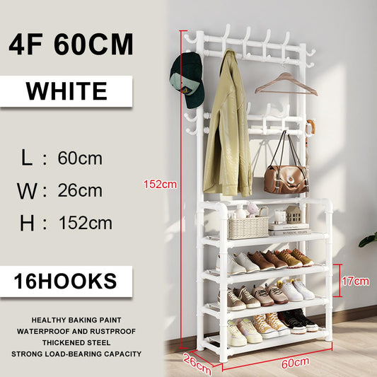 Metal Shoe Rack With Coat Hooks